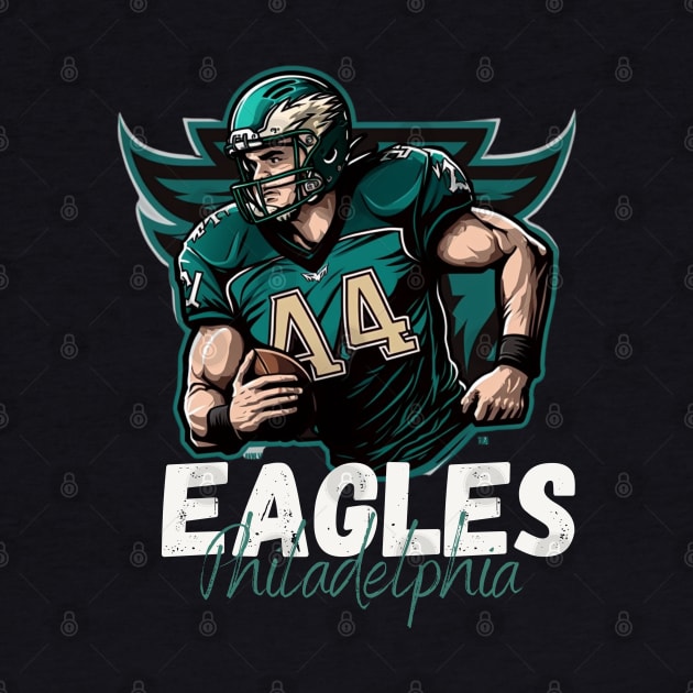 Philadelphia eagles football player graphic design cartoon style artwork by Nasromaystro